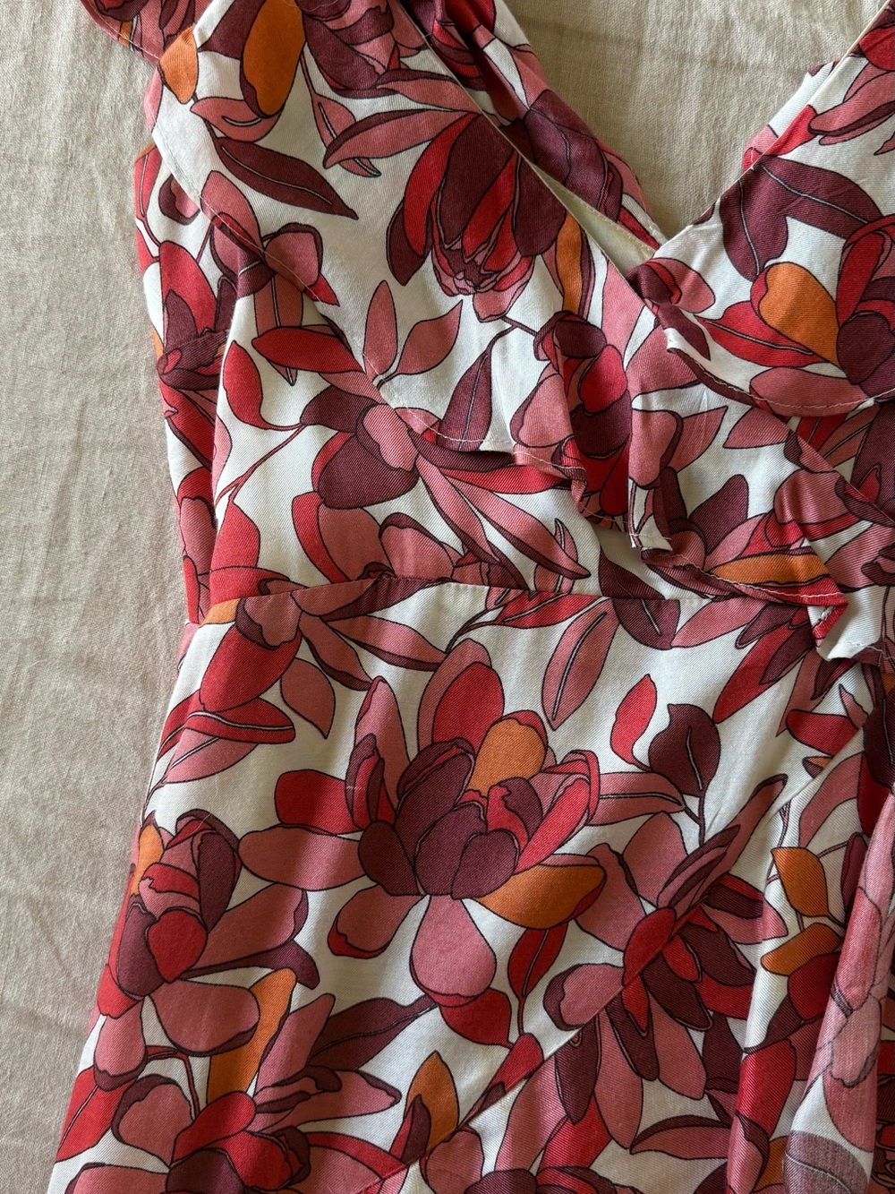 Rust & Pink Floral Cold-Shoulder Maxi Dress - Picture 3 of 3